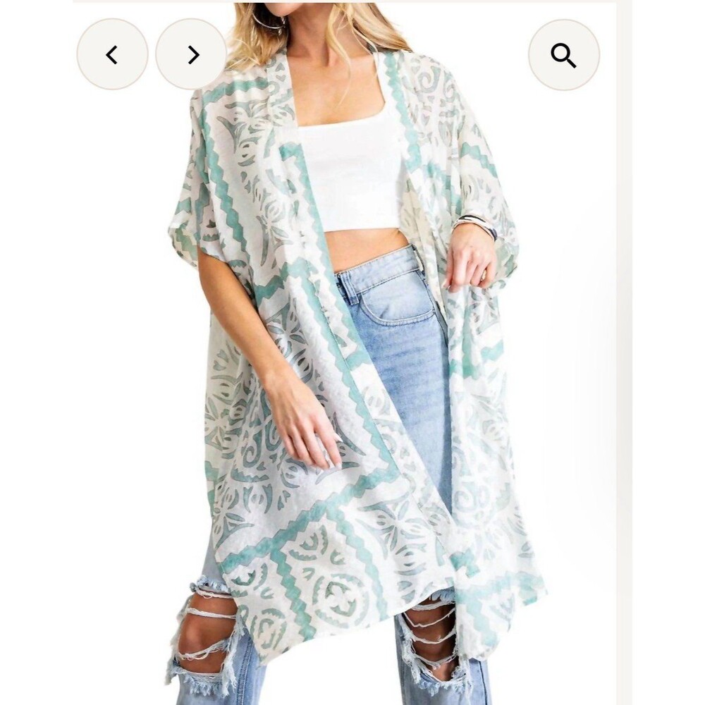 KORI Weekend Hangs Kimono Cream Green Size S/M 2-14